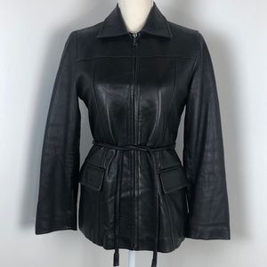 VINTAGE 90s EXPRESS belted zip up leather jacket